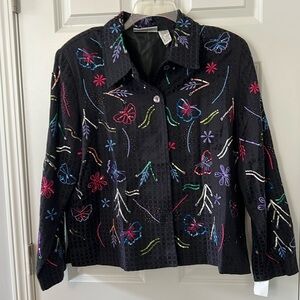 Drapers & Damons Butterfly & Flower Sequin Jacket  Size XL - NWT